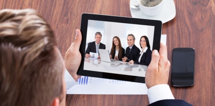 online meeting using tablet